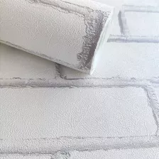 Papel De Parede Vinílico Lavável Tijolinho Branco 10 Mt 