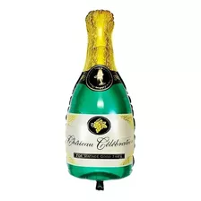 Balão Garrafa Champagne Metalizado Decoração Réveillon 1m Cor Verde