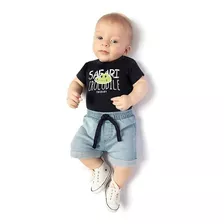 Roupa De Bebê Menino Conjunto Camiseta E Bermuda Jeans