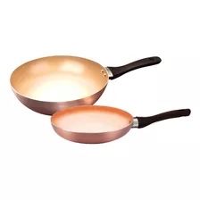 Set Wok Sarten Y Cacerola Hudson Cobre Antiadherente