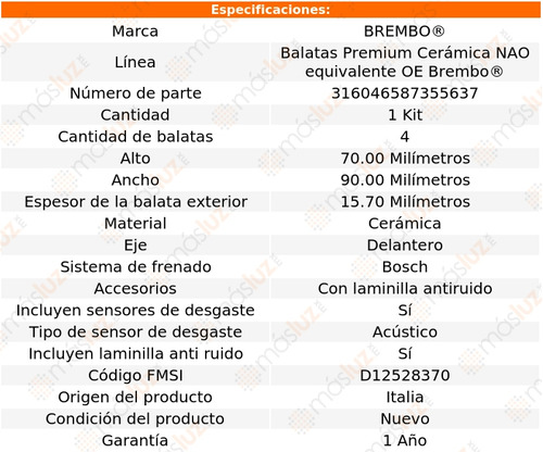 Balatas Ceramicas Del Smart Fortwo 08/15 Brembo Foto 3