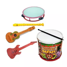 Kit 5 Instrumento Viola Guitarra Flauta Pandeiro Bumbo 