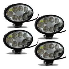 Kit 4 Farol Milha 8 Led 24w 12v 24v Oval Carro Trator