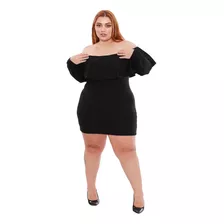 Vestido Curto Ciganinha Babado Plus Size Colado Casual Festa