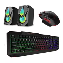 Combo Gamer Parlantes + Mouse + Teclado Retroiluminado