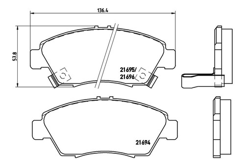 Balatas Brembo Honda Civic V Hatchback Eg 1.6 1992-1994 Lm D Foto 2