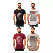 Kit 4 Camisetas Longline Mxd Conceito Premium Slim