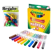 Marcadores De Colores Crayola Caja De 10 +regalo Borradores