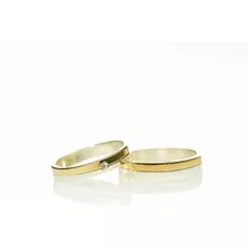 Par Alianzas Anillos Plata 925 Y Oro Sevilla