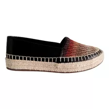 Sapato Feminino Espadrille Preta Com Colorido Detalhes Paetê