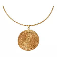 Colar Feminino Gargantilha C/ Mandala De Capim Dourado