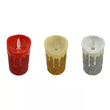 Pack 6 Velas Led Efecto Llama Movible Luz Cálida Escarchada