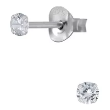 Brinco Tipo Piercing Brilho Pedra Zirconia 3mm Prata 925