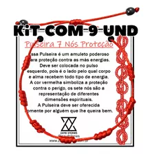 Kit Com 09 Pulseiras 7 Sete Nós Kabballah Hematita Ajustável