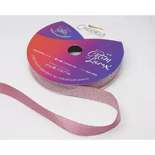 Rolo Fita De Cetim Lurex Brilho 10mm 10 Metros P/ Laços N. 2 Cor Rosa Hera