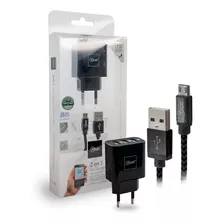 Cargador Usb 3 Puertos + Cable Tipo C Microlab