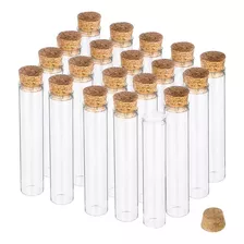 Set 12 Botellas Vidrio Con Tapa Corcho 8cm X Cm Alto Delgad