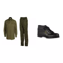 Kit Camisa Pantalon Verde Y Botin De Trabajo