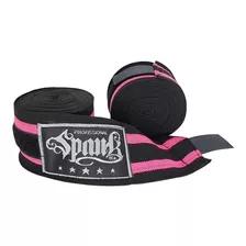 Bandagem Atadura Elástica Muaythai Boxe Kickboxing Spank 3m Cor Preto Com Rosa