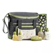 Conjunto Natura Mamãe E Bebê Com Bolsa E Trocador Cor Verde E Cinza