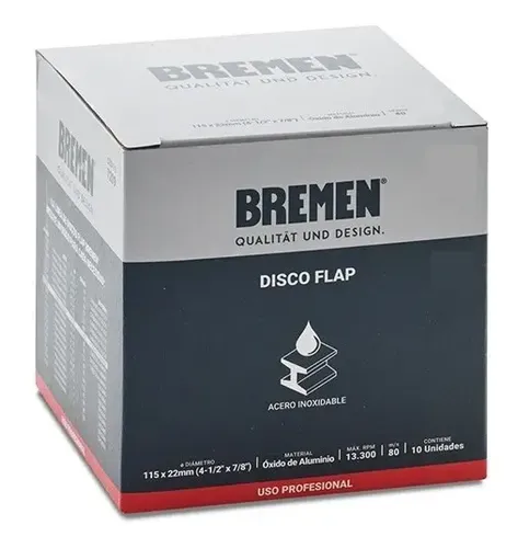 Disco Flap Bremen 115 Mm Oxido Aluminio X 10 U. Metales