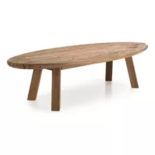 Mesa De Living Central Ratona Oval Madera Maciza Rustica Lcm