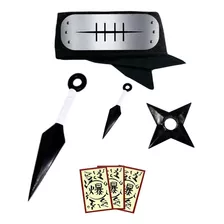 Kit P/ Manto Akatsuki Shuriken Kunai Naruto Bandana Pain