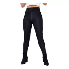 Calça Legging Jeans Fake Com Bolso