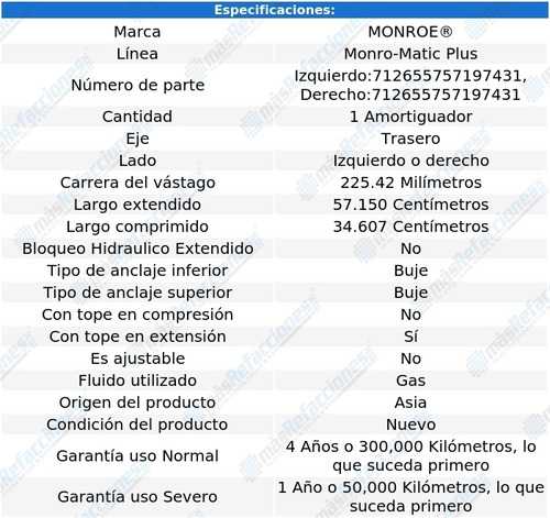 Amortiguador Monro-matic Plus Gas Tra Imperial 74-75 Monroe Foto 2