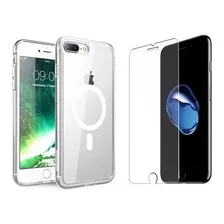 Kit Capa Case Clear Magnética Para iPhone 8 Plus + Pelicula