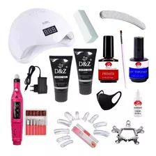 Kit De Unha 2 Polygel Poligel Lixa Elétrica Cabine Led Prep