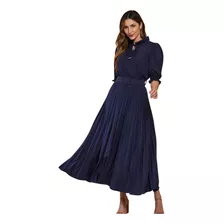 Vestido Plus Size Longo Para Festa Na Cor Azul Marinho