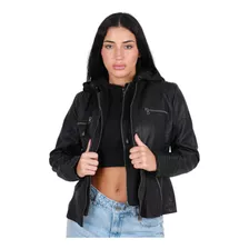 Campera Mujer Eco Cuero Capucha Desmontable Oldtown Polo