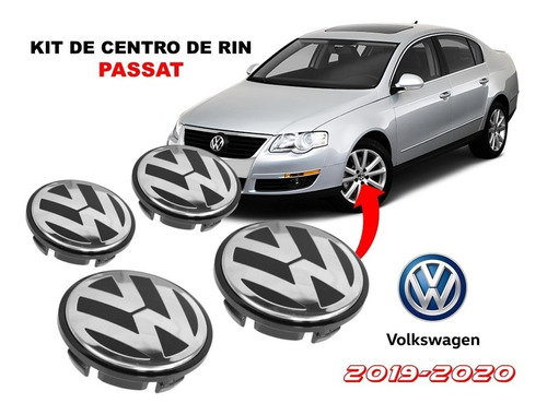 Kit 4 Centros De Rin Para Volkswagen Passat 2019-2020 65 Mm Foto 2