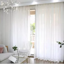 Juego De Cortinas Voile Para Riel 4.0 M X 2,80m Blanco