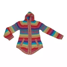 Campera De Lana De Alpaca Modelo Arcoiris - Barro Cocido