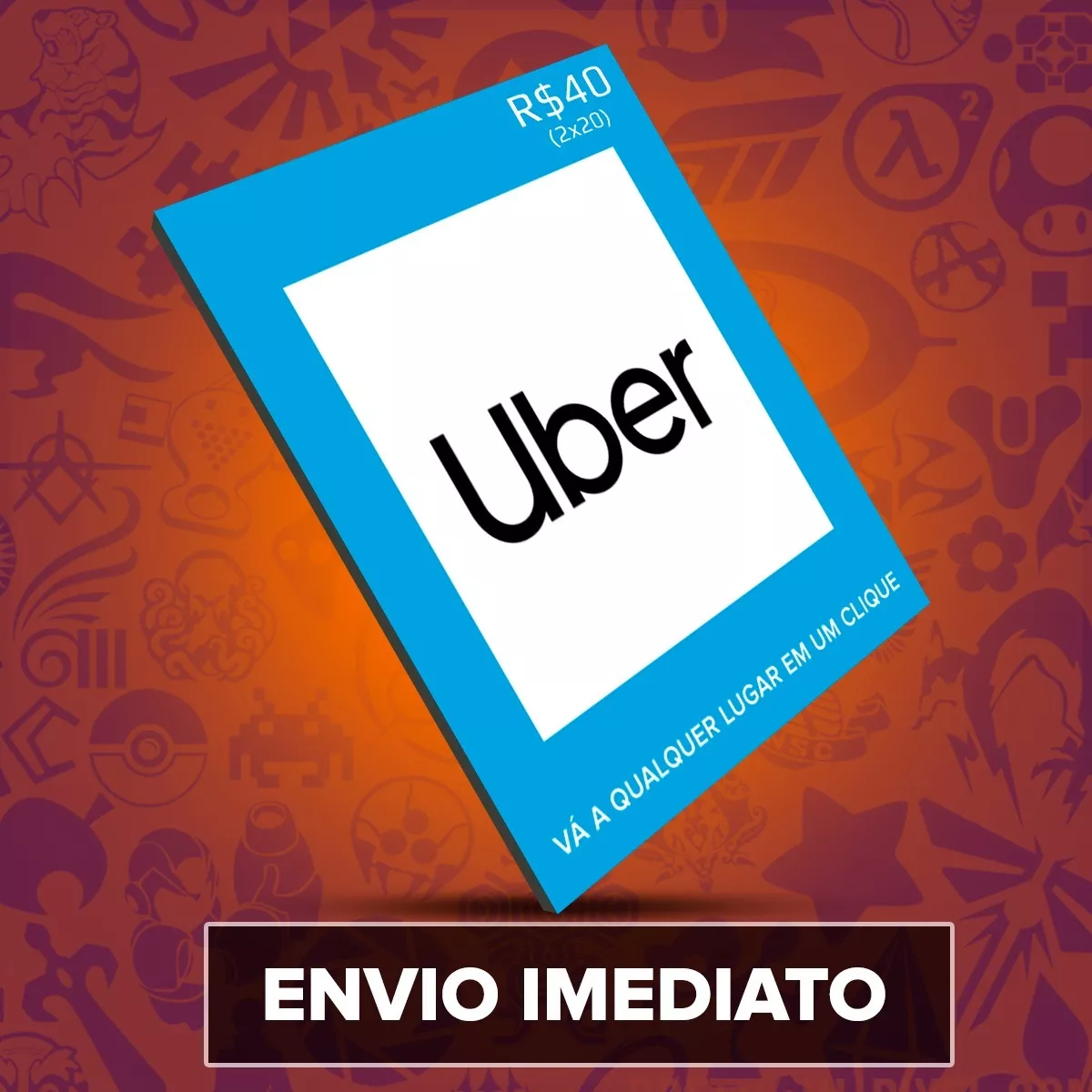 Cartão Pré-pago Presente Uber R$ 40 (2x R$20) Reais