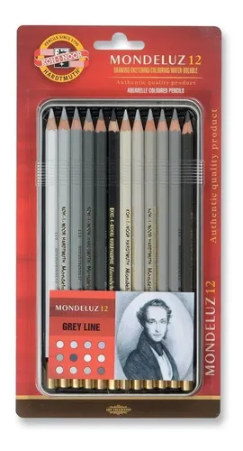 Lapices Koh-i-noor Mondeluz X 12 Gama De Grises Acuarelables