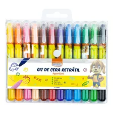 Giz De Cera Escolar Retrátil Aquarelável 12 Cores Não Tóxico