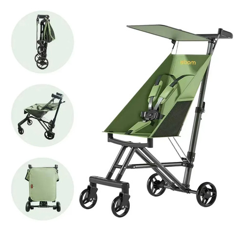 Carrinho De Bebê Luxo Para Viagem Leve 3,2kg Carrinho Guarda-chuva Dobrável Com Uma Mão Com Cinto De Segurança Fácil De Transportar Para Passear Verde