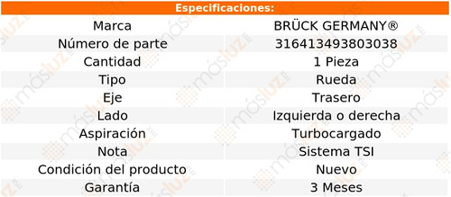 1- Maza Rueda Trasera Izq/der Tiguan L4 2.0l 08/17 Bruck Foto 2