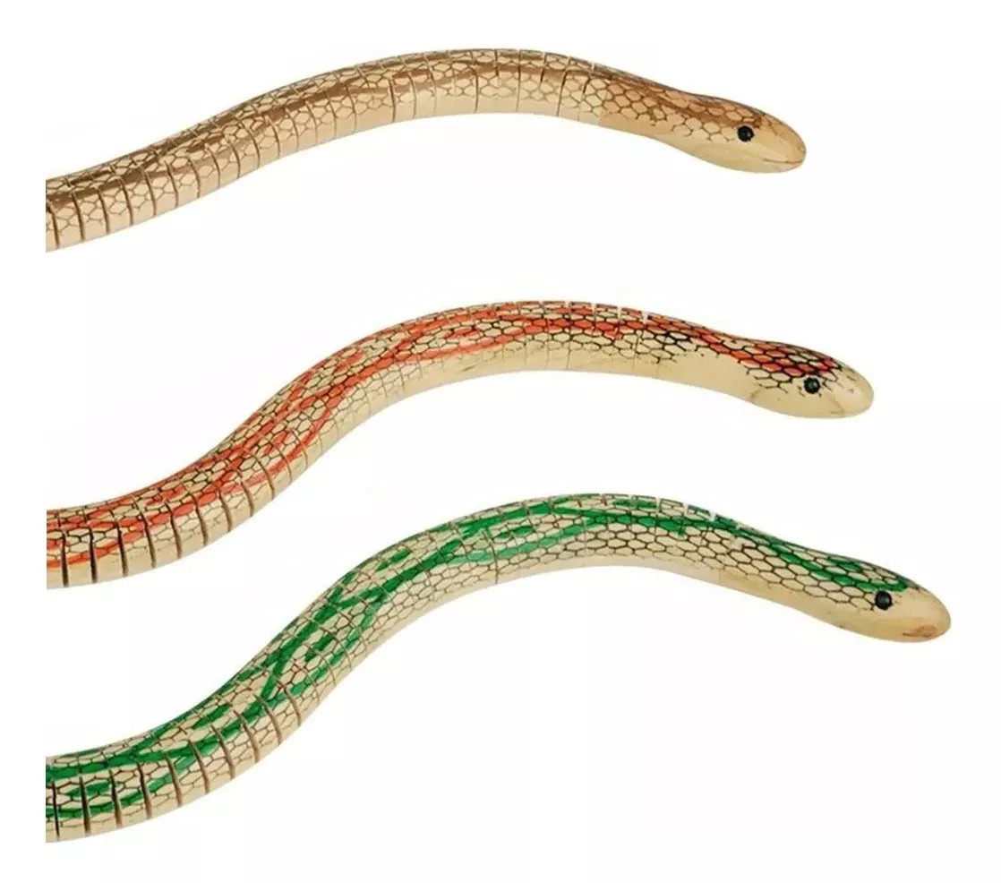 02 Cobras Serpente Mardeira Articulada Brinquedo Pegadinha