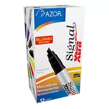 Marcador Permanente Azor Signal Grueso 12 Piezas Color Negro