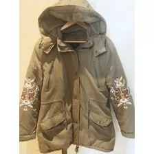 Campera Camperon Mujer Abrigada. Larga Con Piel Adentro