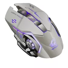 Mouse Gamer De Juego Inalámbrico Recargable Free Wolf X8 Metal Grey