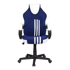 Cadeira Gamer Azul, Branca E Preta Pelegrin Pel-3005 Material Do Estofamento Tecido Com Detalhes Em Couro Pu