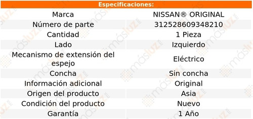 Espejo Izq Elect S/concha Nissan Original Nissan Versa 12/14 Foto 2