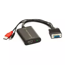 Cabo Conversor Vga Macho Para Hdmi Femea Audio P2 E Usb