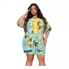 Conjunto Kimono Plus Size Tendência Modinha G1 Verão