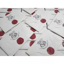 Kit 20 Envelopes + 20 Lacres Em Cera Carta De Hogwarts